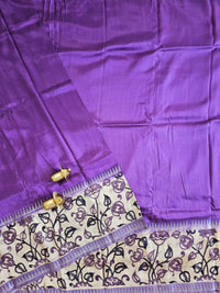 Chennuri Silk With Gap Border Kalamkari Sarees - Purple