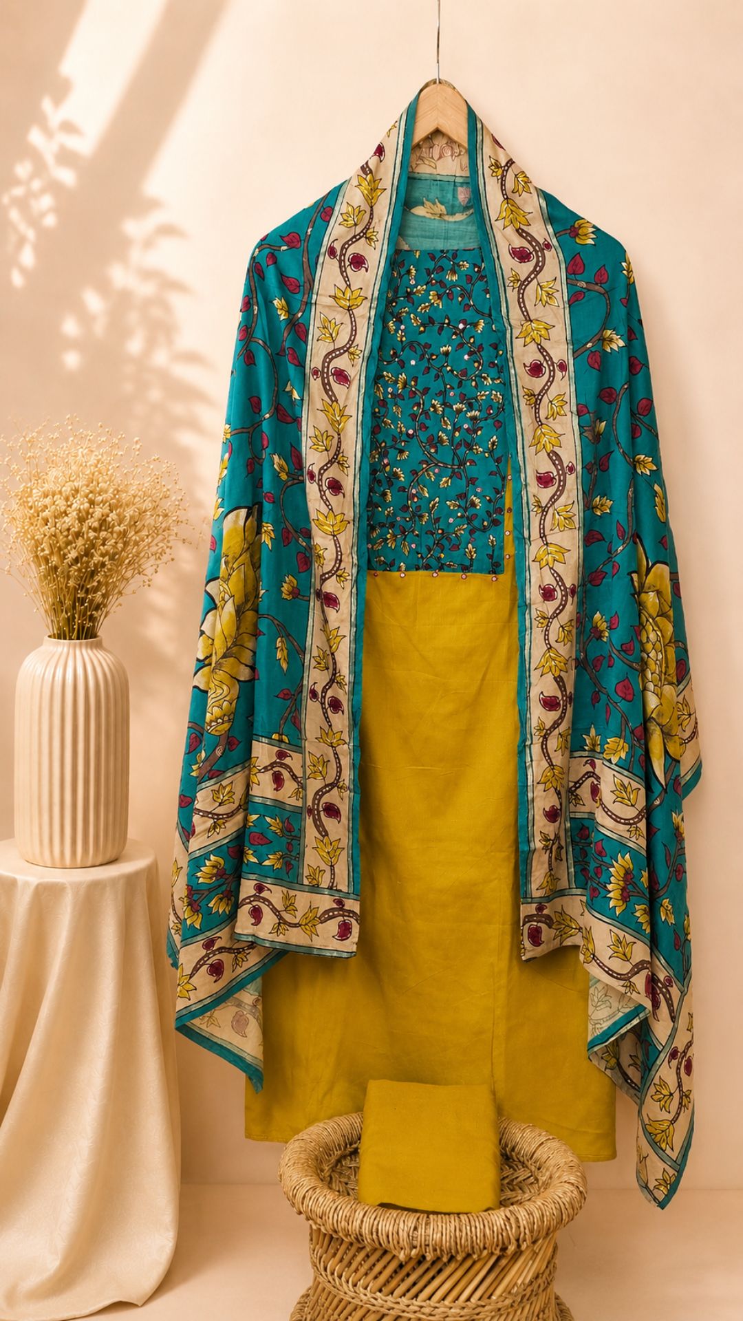 Soft Silk Cotton Unstitched Salwar  – Mustard Yellow