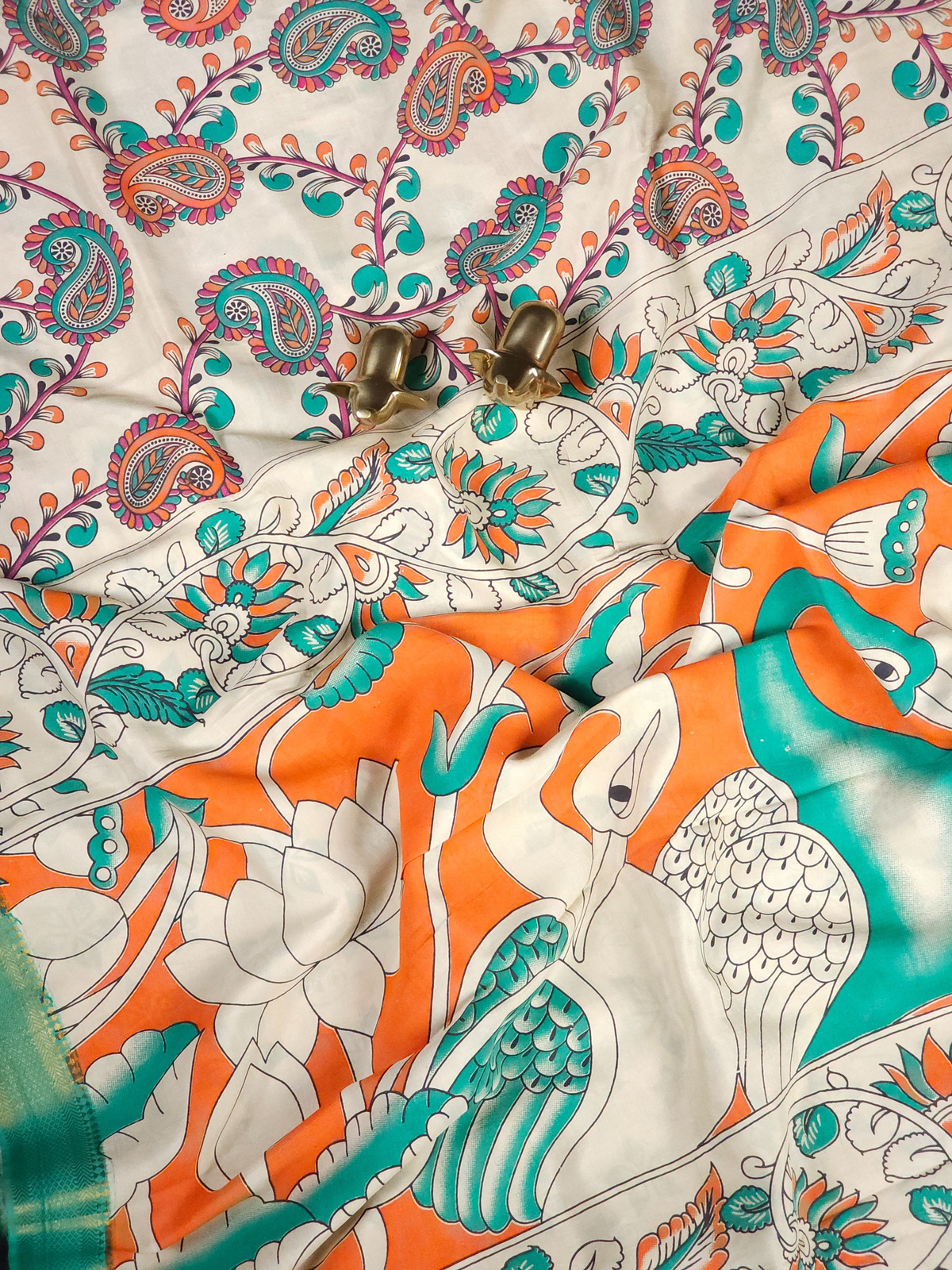 Chennuri Silk - Cream With Sea Green