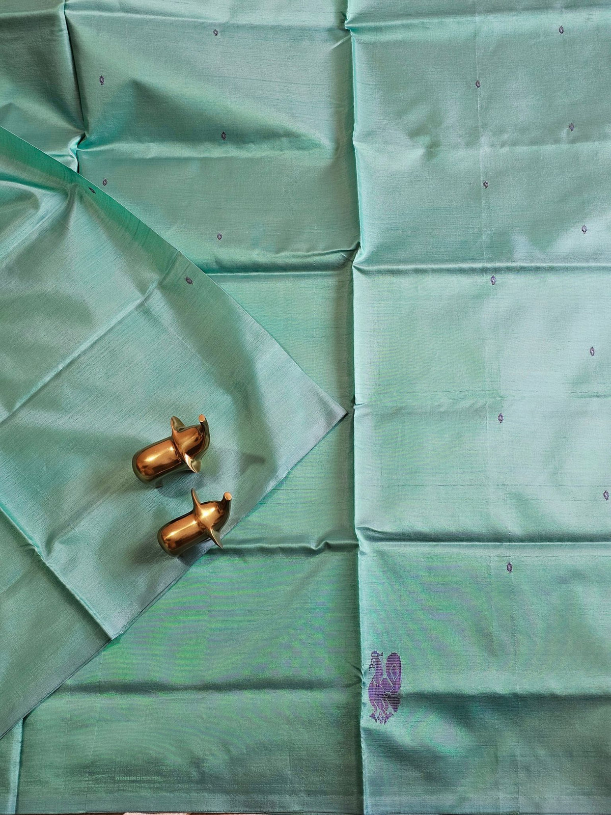 Chinnalampattu Saree -Sea Blue with Dark Purple