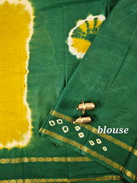 Madurai Sungadi Cotton Saree - Mustard Yellow with Green
