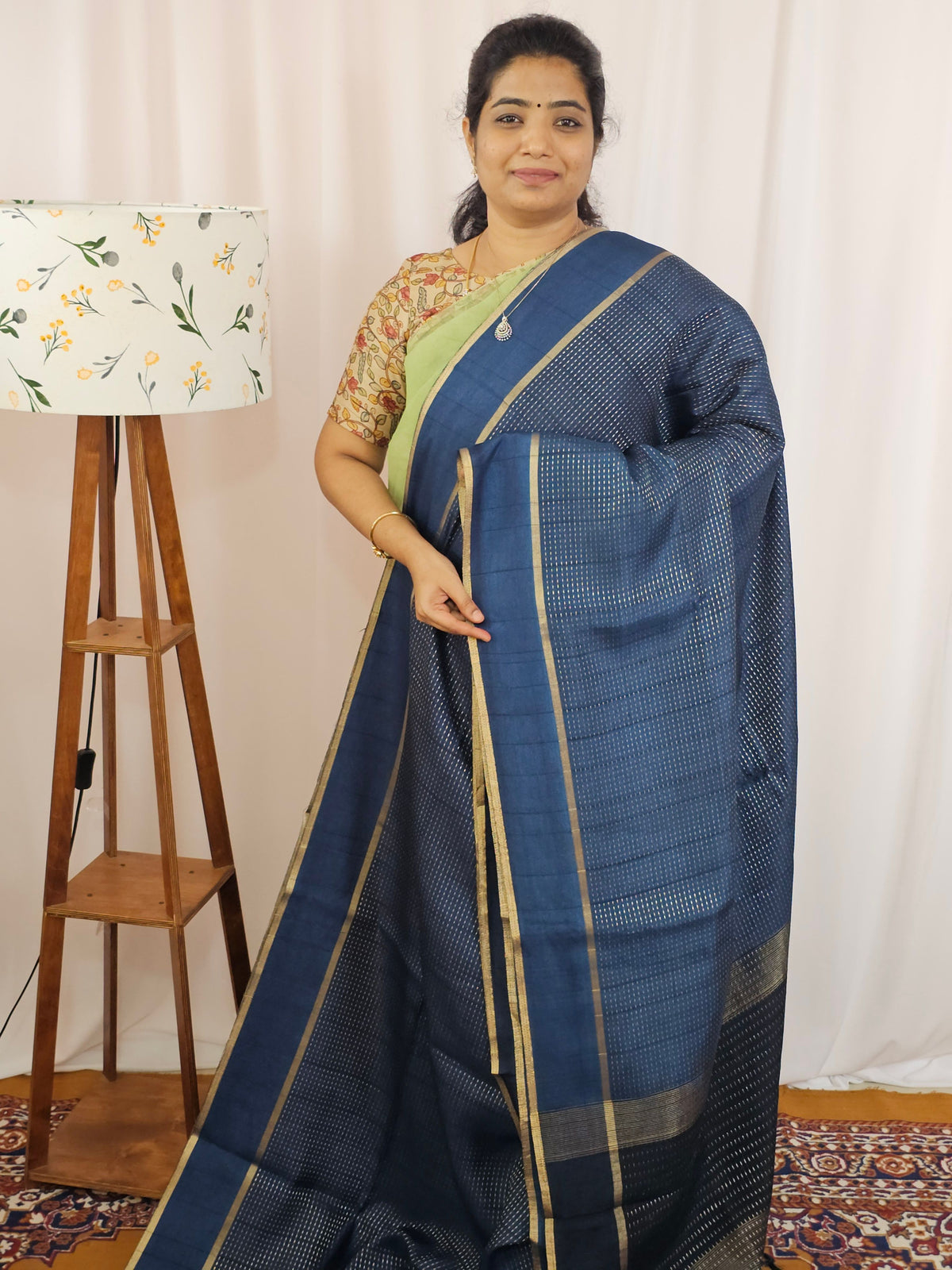 Soft Semi Tussar with Zari Weaving Saree - Cobalt Blue