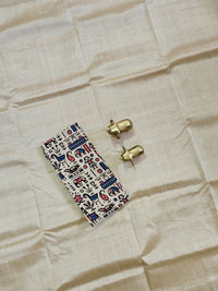 Handwoven Mangalagiri Plain Pattu Saree - Cream