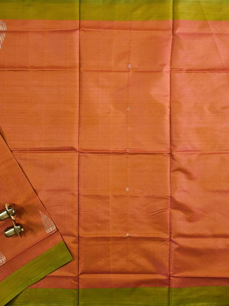 Chinnalampattu Saree - Orange with Green