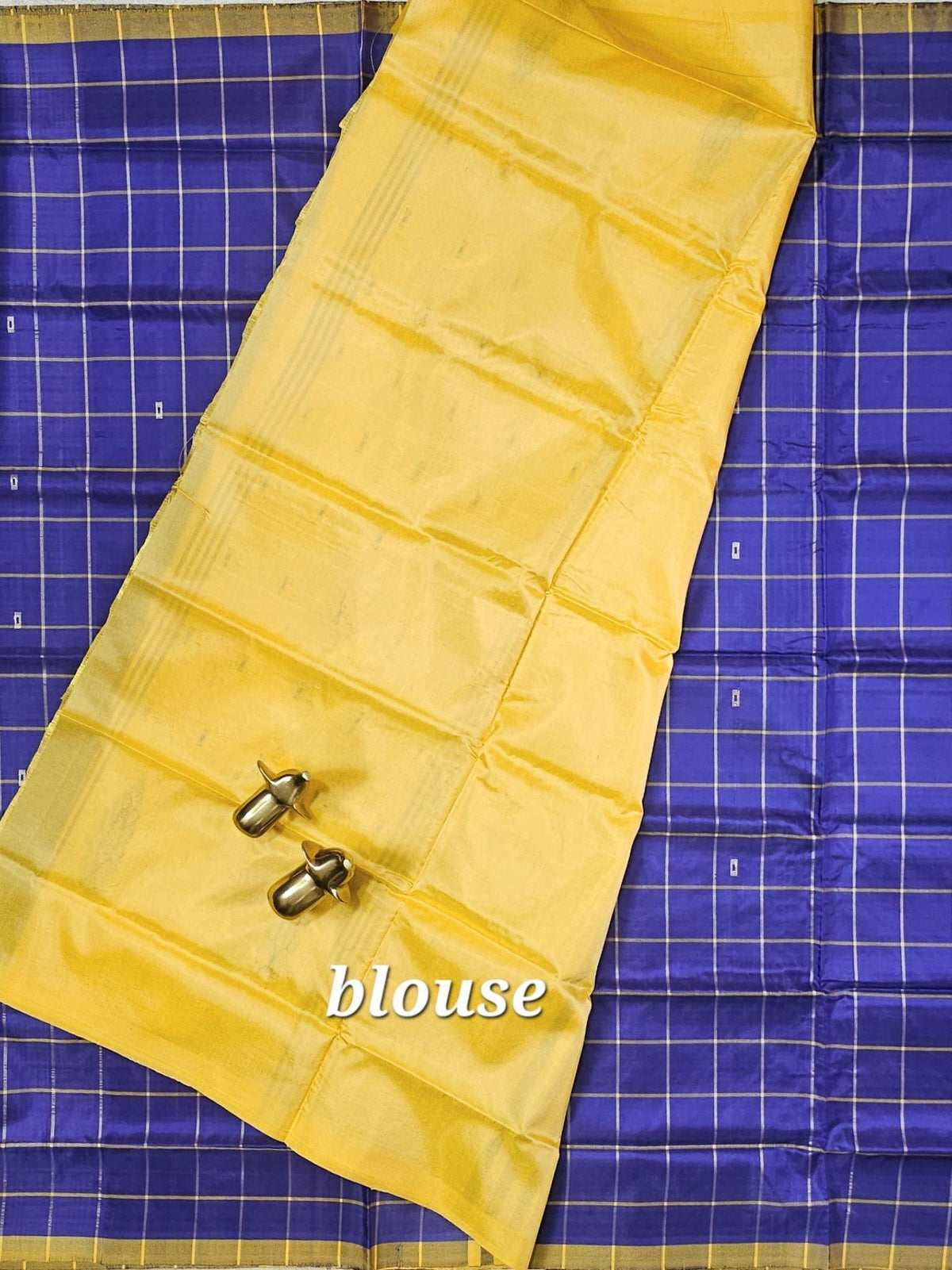 Blue with Yellow Chinnalampattu Saree with Blouse