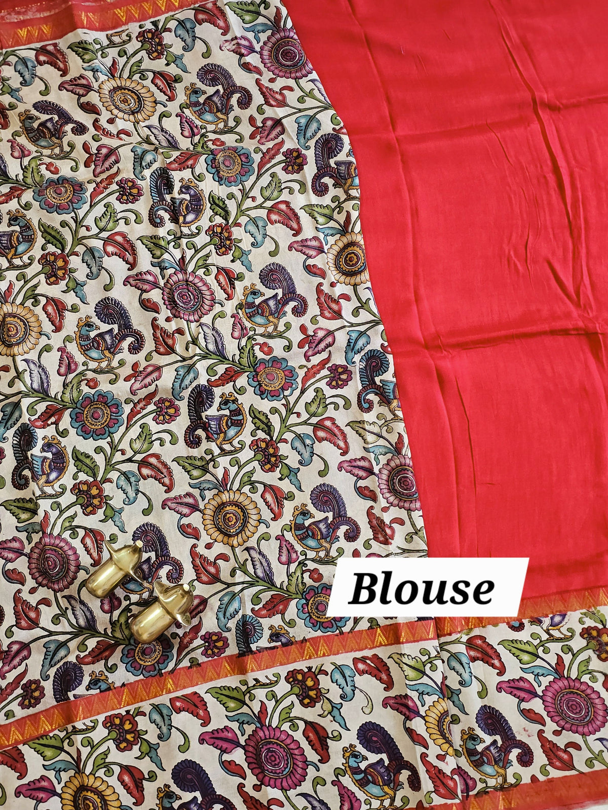 Chennuri Silk With Gap Border Kalamkari Sarees - Red