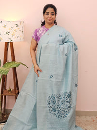 Premium Soft Linen Tissue with Hand Emboridery - Blue