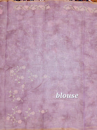 Linen Tissue with Aari Work - Dusty Mauve / Lilac