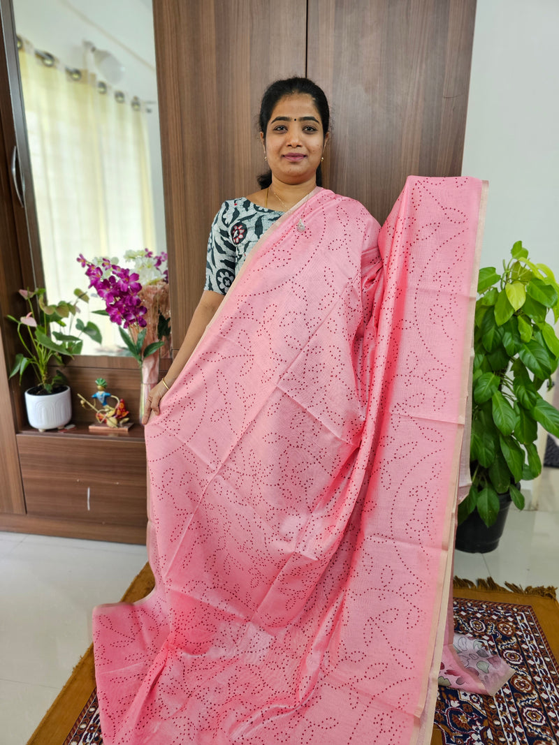 Semi Tussar Soft Saree with Kalamkari Pattern Pallu & Blouse   - Pink