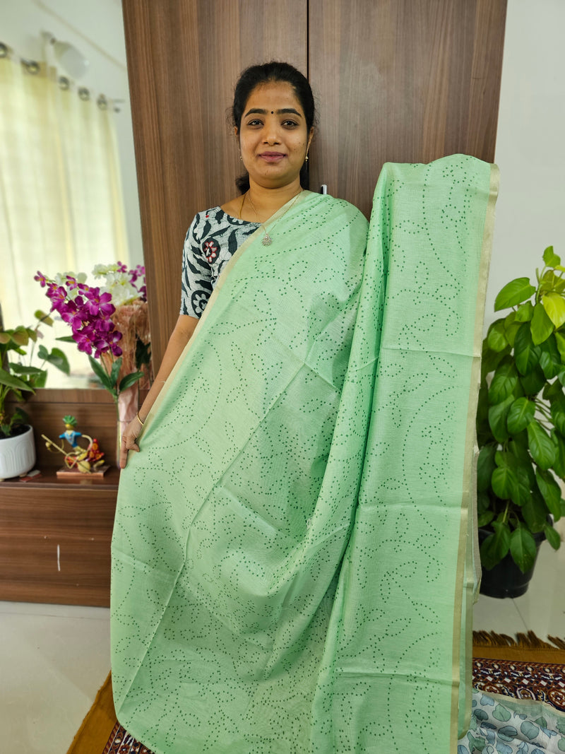 Semi Tussar Soft Saree with Kalamkari Pattern Pallu & Blouse   - Green