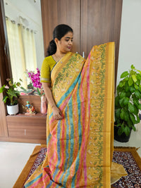 Semi Chanderi Saree - Mustard Yellow