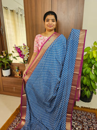 Semi Moonga Silk Saree - Blue with Purple