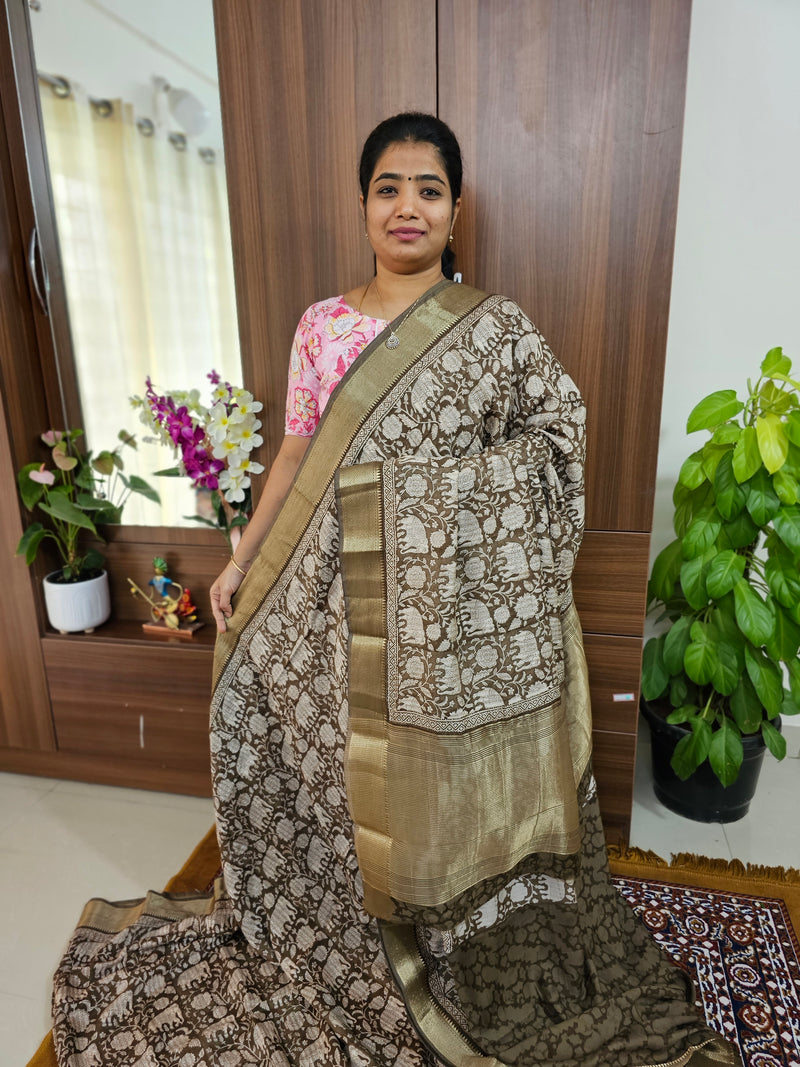 Semi Moonga Silk Saree - Brown