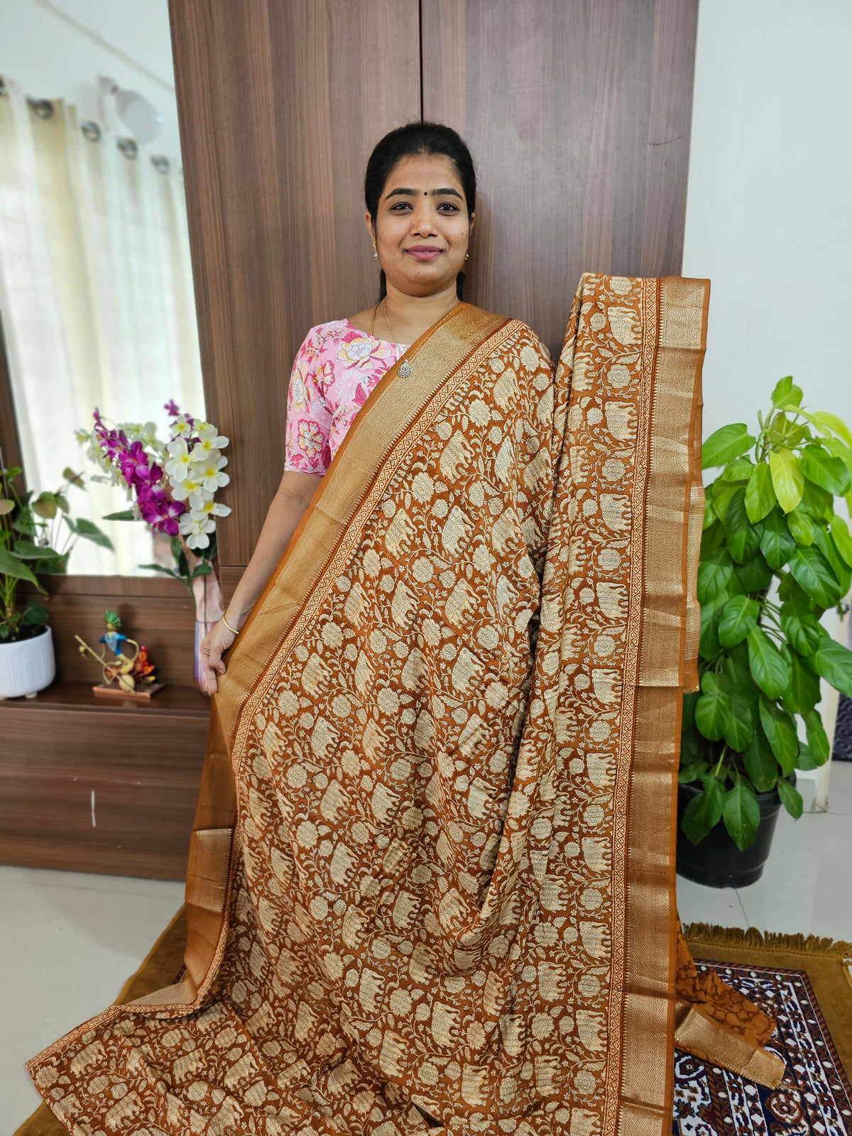 Semi Moonga Silk Saree -  Honey Brown