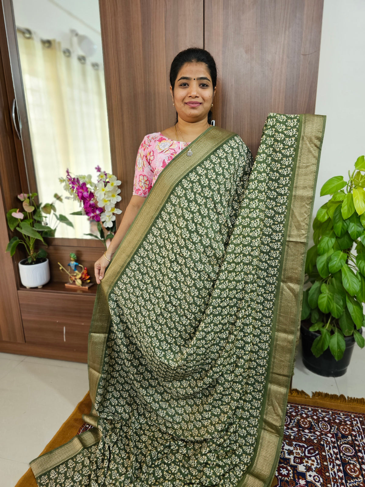 Semi Moonga Silk Saree - Green