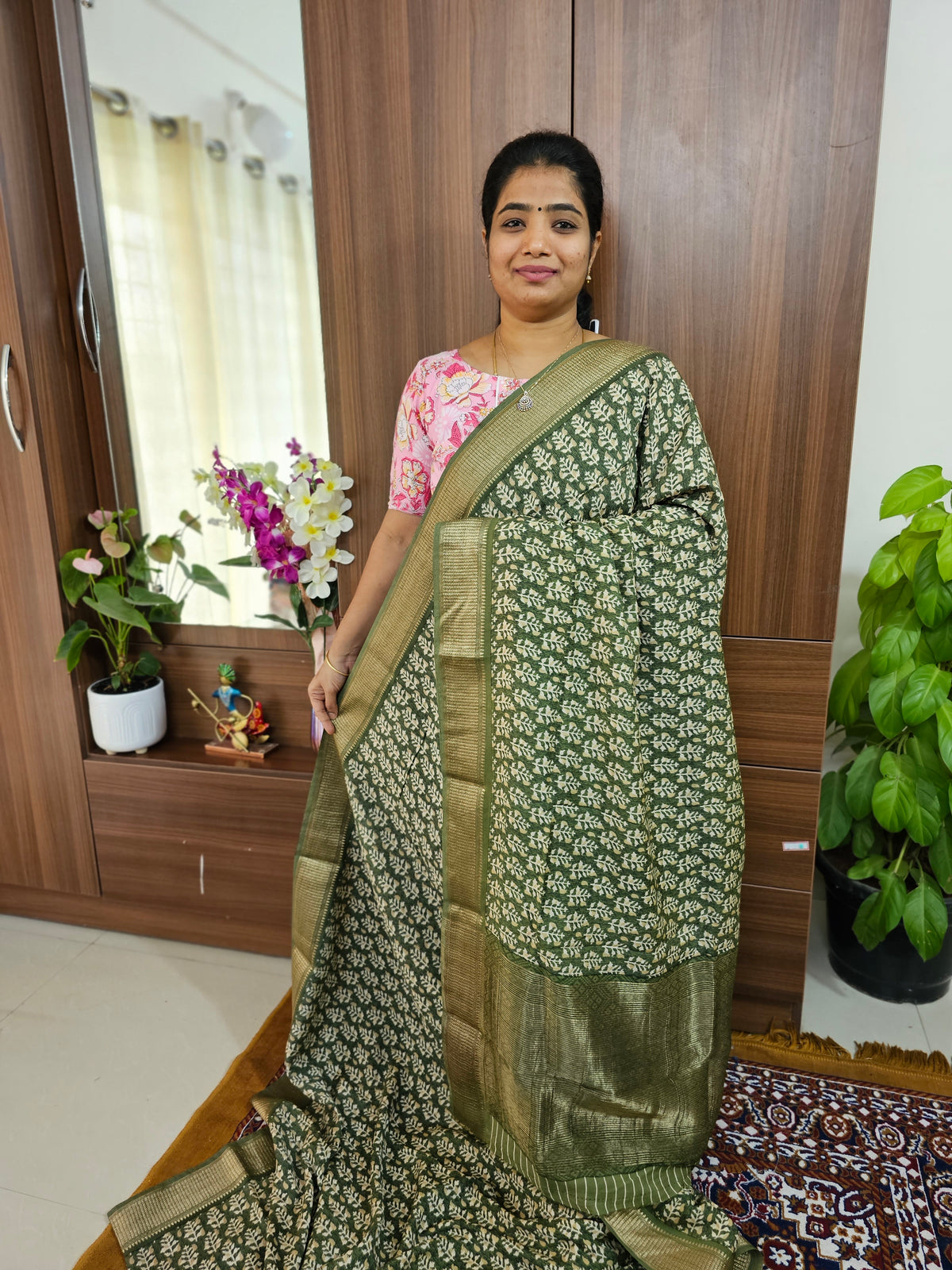 Semi Moonga Silk Saree - Green