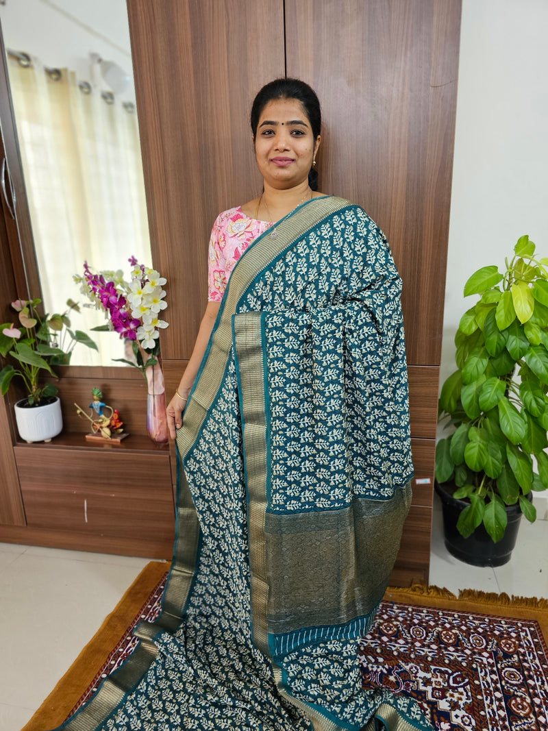 Semi Moonga Silk Saree -  Peacock Blue