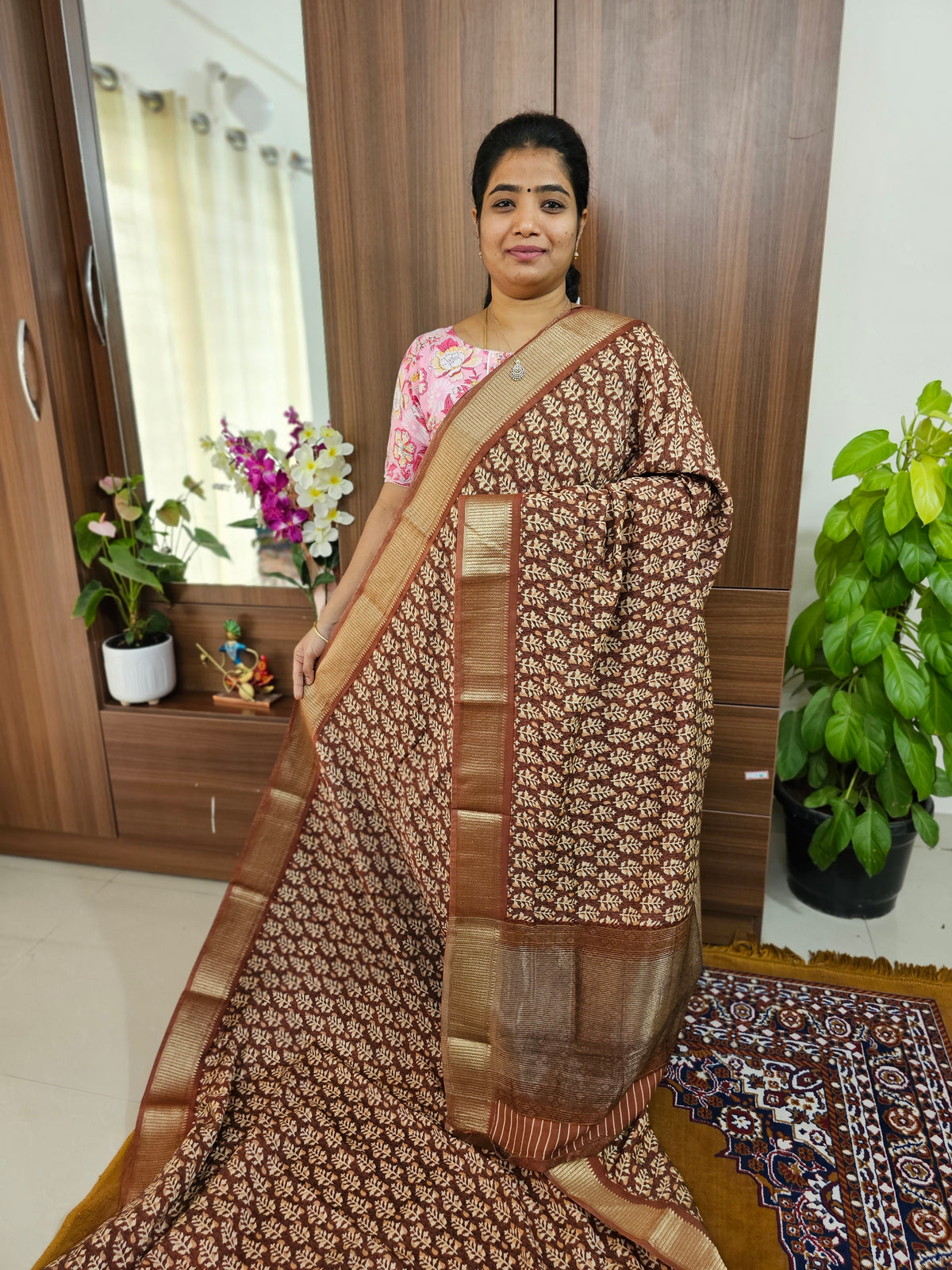 Semi Moonga Silk Saree - Copper