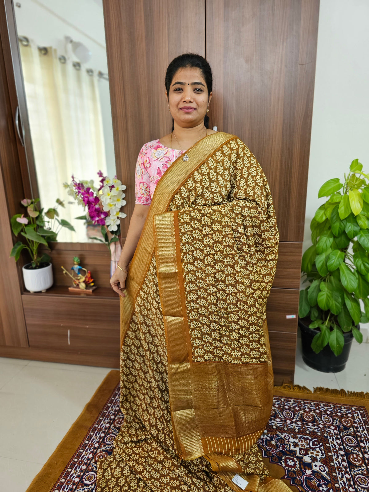 Semi Moonga Silk Saree -  Honey Brown