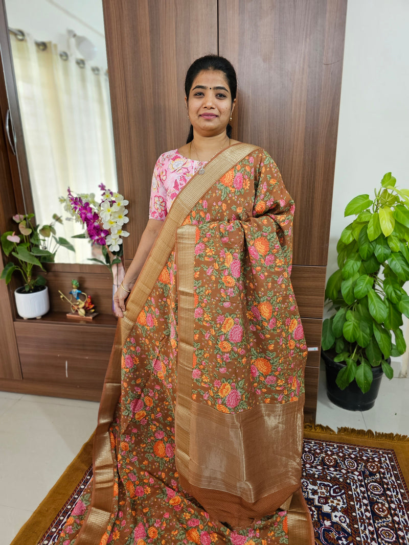 Semi Moonga Silk Saree - Brown