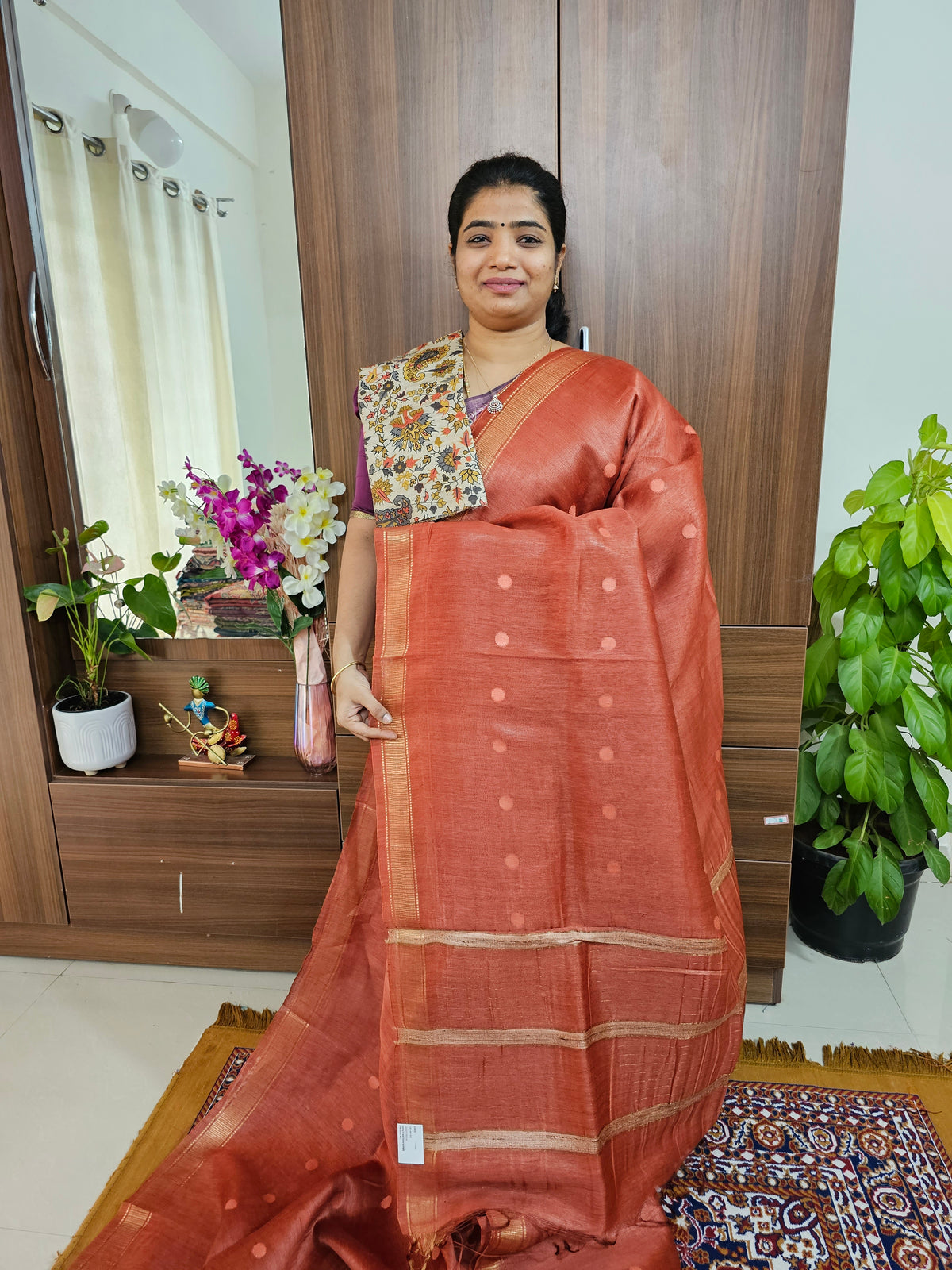 Linen Silk Sarees - Brown