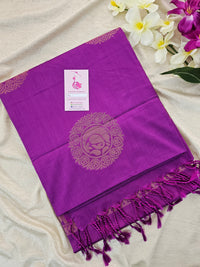 Monochrome Purple Copper Zari Woven Semi Soft Silk Saree