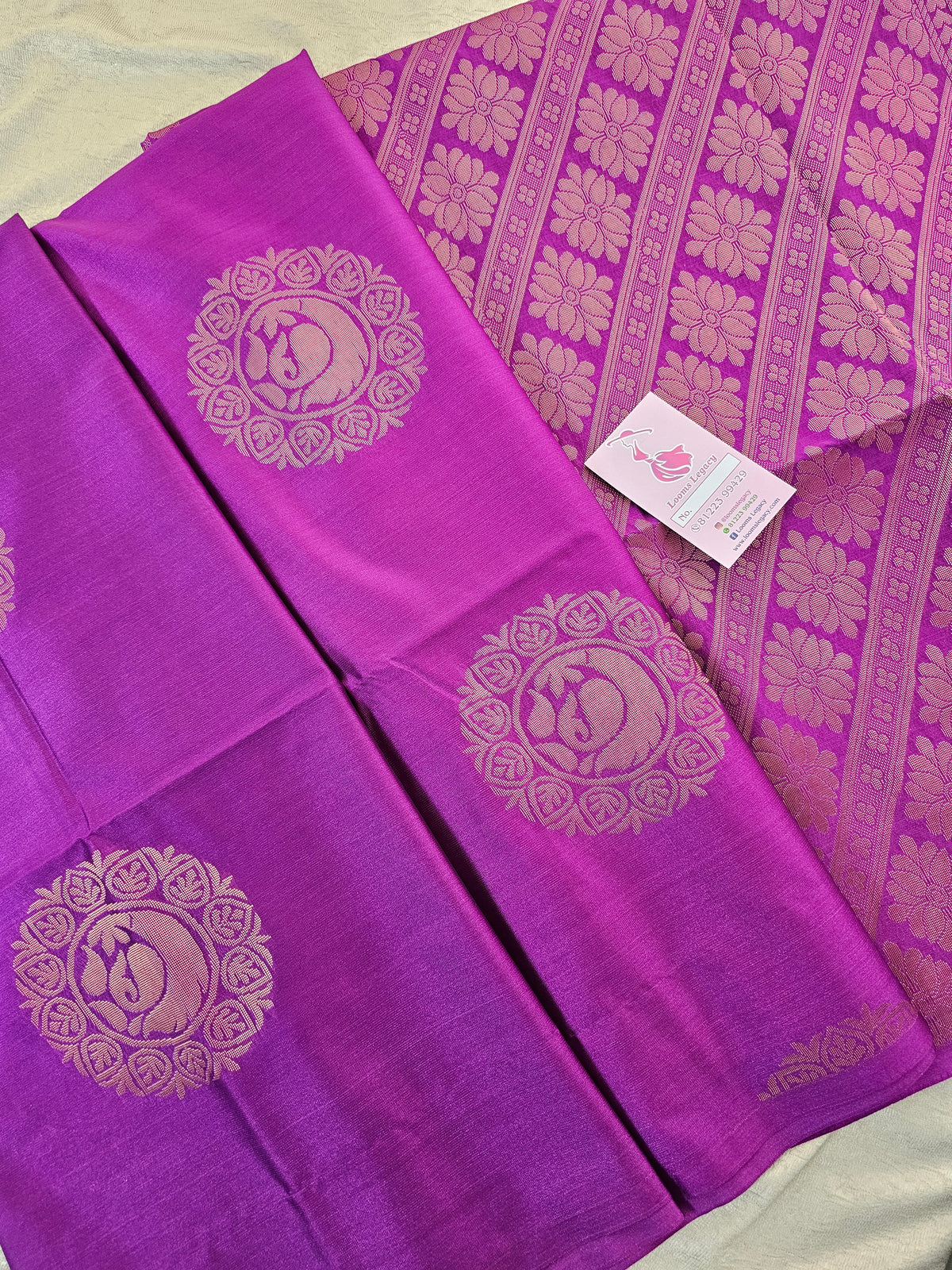 Monochrome Purple Copper Zari Woven Semi Soft Silk Saree