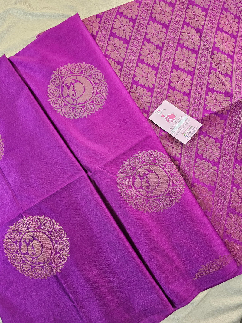 Monochrome Purple Copper Zari Woven Semi Soft Silk Saree