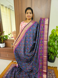 Soft Patola Sarees -  Navy Blue with Purple