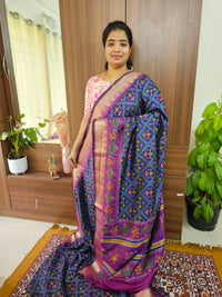 Soft Patola Sarees -  Navy Blue with Purple