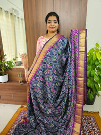 Soft Patola Sarees -  Navy Blue with Purple