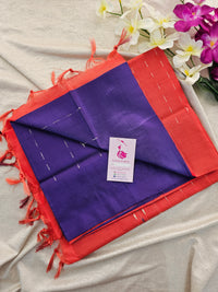 Violet with Red Pallu Handwoven Chinnalampattu Saree