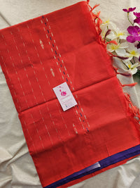 Violet with Red Pallu Handwoven Chinnalampattu Saree