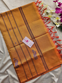 Dark Purple with Mustrd Orange Pallu Handwoven Chinnalampattu Saree