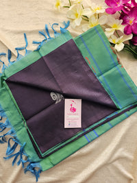 Dark Purple with Green Pallu Handwoven Chinnalampattu Saree