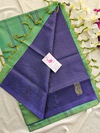 Blue with Green Pallu Handwoven Chinnalampattu Saree