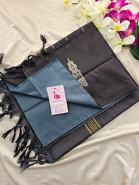 Grey with Black Pallu Handwoven Chinnalampattu Saree