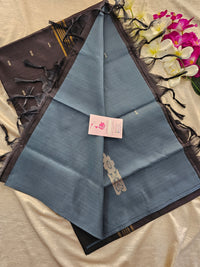 Grey with Black Pallu Handwoven Chinnalampattu Saree