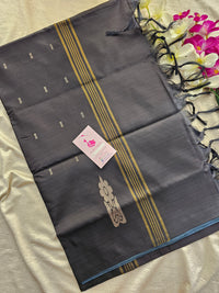 Grey with Black Pallu Handwoven Chinnalampattu Saree