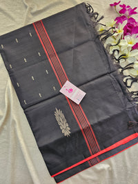 Red with Black Pallu Handwoven Chinnalampattu Saree