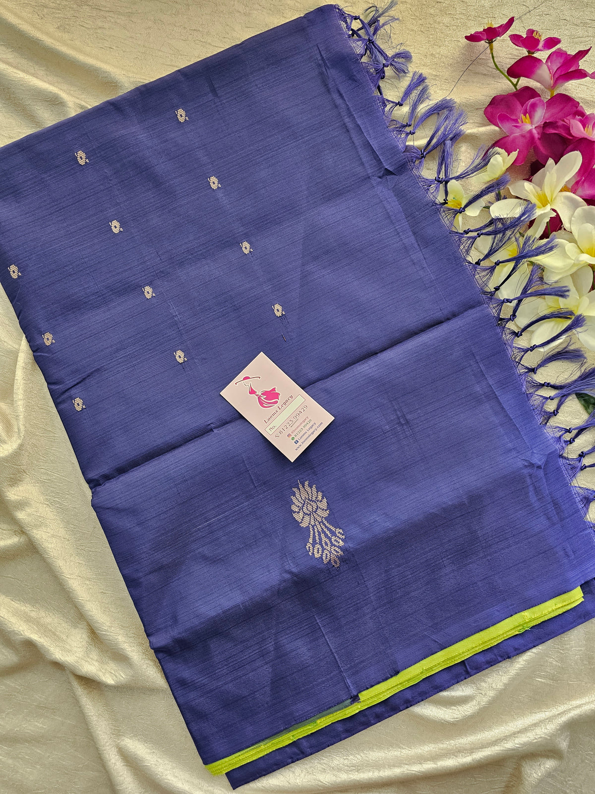 Parrot Green with Blue Pallu Handwoven Chinnalampattu Saree