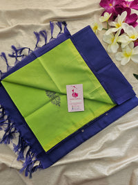 Parrot Green with Blue Pallu Handwoven Chinnalampattu Saree