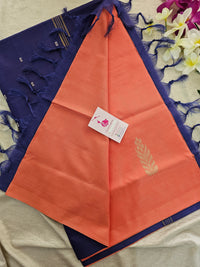 Peach with Blue Pallu Handwoven Chinnalampattu Saree