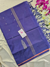 Peach with Blue Pallu Handwoven Chinnalampattu Saree