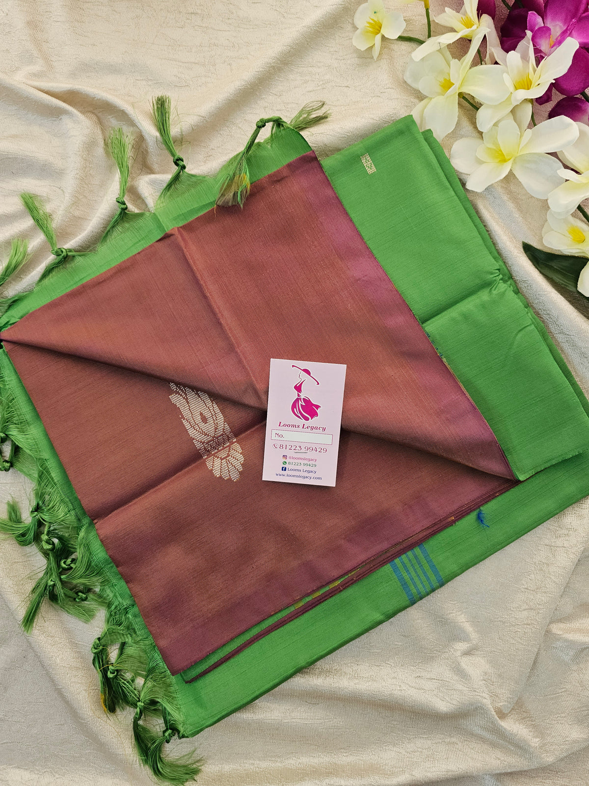 Dual Shade Onion Pink with Green Pallu Handwoven Chinnalampattu Saree