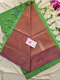 Dual Shade Onion Pink with Green Pallu Handwoven Chinnalampattu Saree