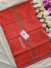 Bluish Grey with Red Pallu Handwoven Chinnalampattu Saree