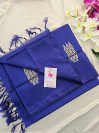 Monochrome Blue Pallu Handwoven Chinnalampattu Saree