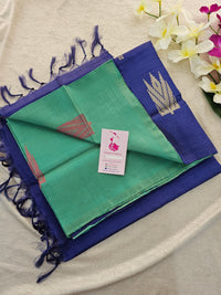 Green with Blue  Pallu Handwoven Chinnalampattu Saree