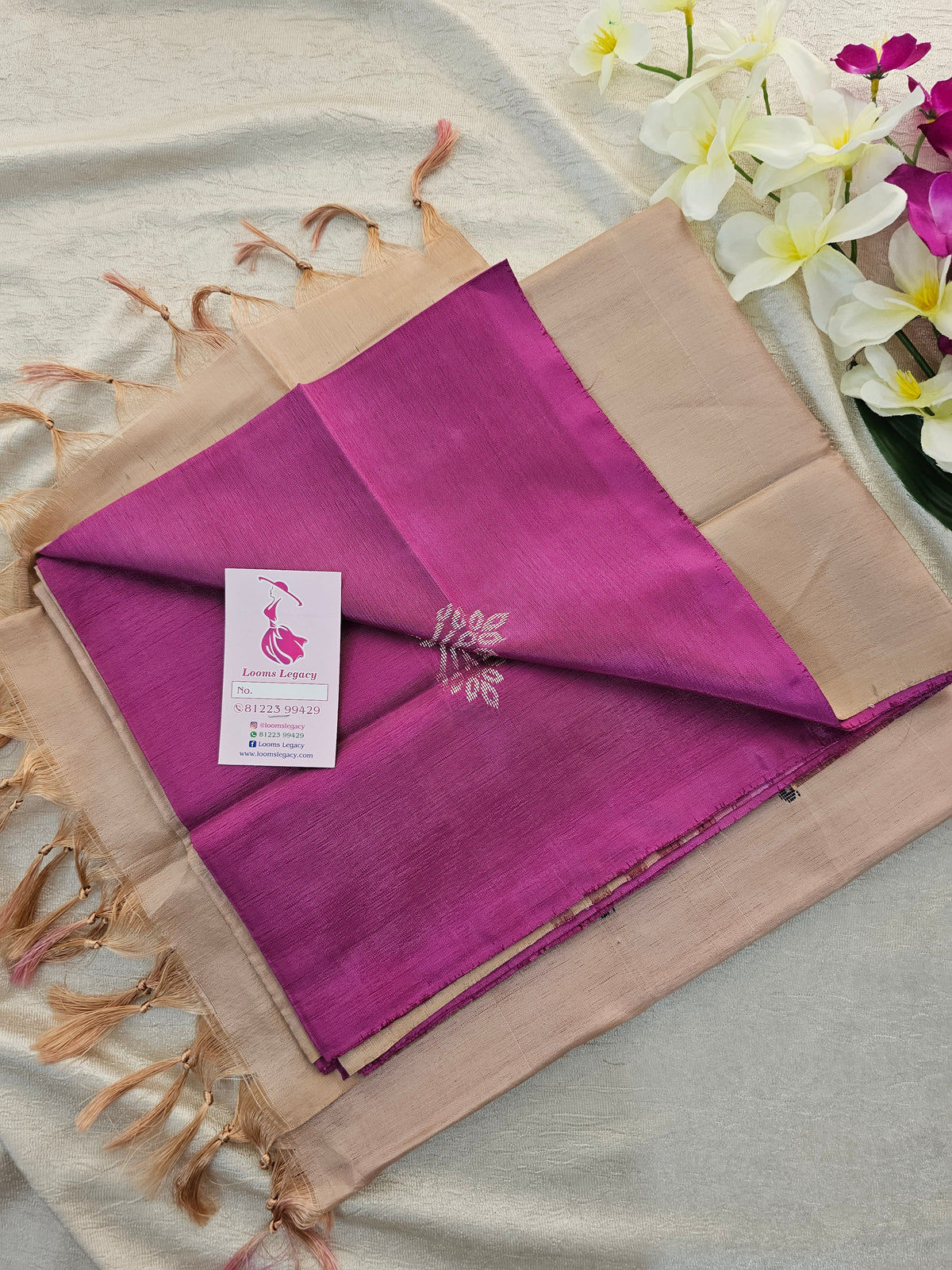 Purple with Cream Handwoven Chinnalampattu Saree